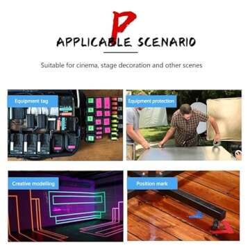 AISEY Neon Gaffer Cloth Tape, Fluorescent Colors Pro Gaff Tape Duct Tape UV Blacklight Glow in The Dark Tape for UV Party 0.6 inch x 16.5 feet, 5 Pack