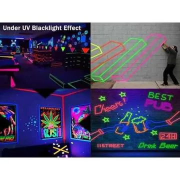 AISEY Neon Gaffer Cloth Tape, Fluorescent Colors Pro Gaff Tape Duct Tape UV Blacklight Glow in The Dark Tape for UV Party 0.6 inch x 16.5 feet, 5 Pack