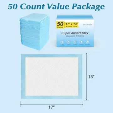 Super Absorbent Disposable Underpads - 50 Count