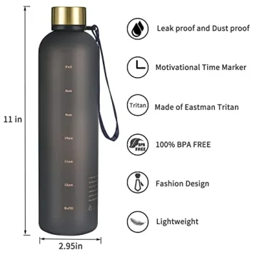 Sursip Slim Motivational Water Bottle - 32 oz BPA Free