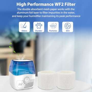 Extolife 3 Pack WF2 Humidifier Filters for Vicks Humidifier V3100 V3500 V3600 V3700 V3800 V3850 V3900, for Kaz 3020, for Honeywell HCM-350 HCM-630 HCM-300T, for Sunbeam 1118 1119, ECM-250i, ECM-500