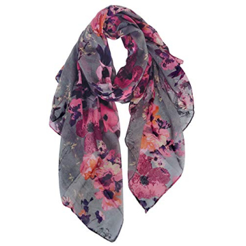 GERINLY Lightweight Scarves Fashion Flowers Print Shawl Wrap for Women Winter Floral Accessory Outfi...