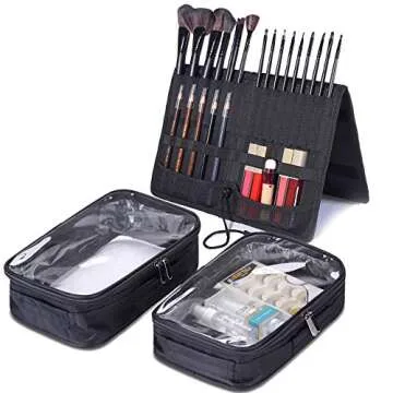 KIOTA Makeup Trolley, Slim Rolling Beauty Box, Soft Sided Cosmetic Case on Wheels, Carry-on Bag