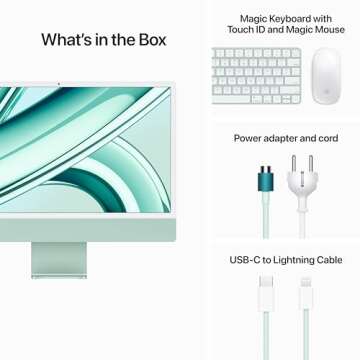 Apple 2023 iMac All-in-One Desktop Computer with M3 chip: 8-core CPU, 10-core GPU, 24-inch Retina Display, 8GB Unified Memory, 512GB SSD Storage, Matching Accessories. Works with iPhone/iPad; Green
