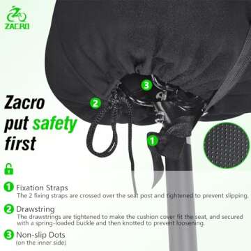Zacro Bike Seat Cushion - Gel Padded Cover for Men Women Comfort, Extra Soft Exercise Bicycle Compatible with Peloton, Stationary or Cruiser Seats
