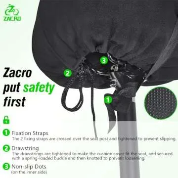 Zacro Bike Seat Cushion - Gel Padded Cover for Men Women Comfort, Extra Soft Exercise Bicycle Compatible with Peloton, Stationary or Cruiser Seats