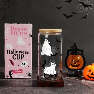 Cute Halloween Gifts Boo Basket Stuffers for Women Teens Boy Girls Kids - 16oz Halloween Ghost Cat G...