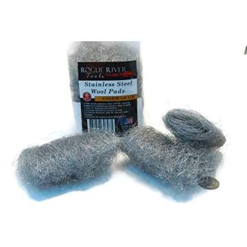 434 Stainless Steel Wool (8 pad pack) - COARSE Grade - by Rogue River Tools. Made in USA, Oil Free, Won’t Rust. CHOOSE FROM ALL GRADES!