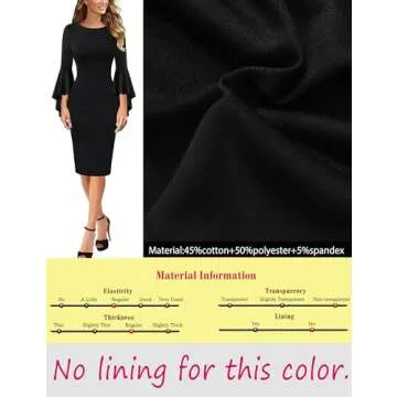 VFSHOW Womens Little Black Bell Sleeves Cocktail Party Casual Bodycon Pencil Sheath Dress 6731 BLK M
