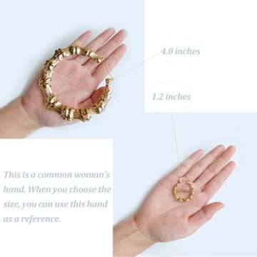 3UMeter Custom Bamboo Earrings for Women Name Earrings Personalized 18K Gold Plated Customized Earrings Fashion Jewelry Gifts (2.5 inches, Hoop)