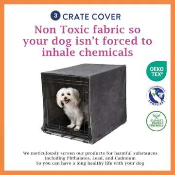 Pet Dreams 3-Piece Set Includes Dog Crate Cover, Dog Mat & Bumper Pad- Washable Kennel Bedding fits iCrate Dog Cages 24, 30, 36, 42 Inch (Khaki, Medium, 30")