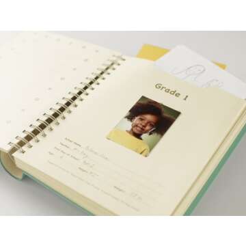 momAgenda School Years Memory Album. Hold Precious Memories from Your Child's School Days. Pre-Kindergarten to 12th Grade. Convenient Photo Album and Portfolio - Aqua