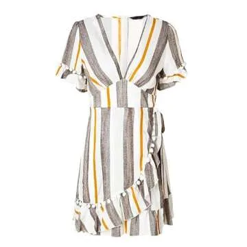 Simplee Women Summer A-Line Deep V Neck Dress