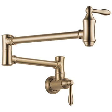 Delta Faucet Traditional Brushed Gold Pot Filler Faucet, Delta Pot Filler Gold, Farmhouse Pot Filler...