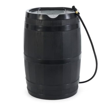 FCMP Outdoor 45 Gallon Heavy Duty Rain Water Catcher Barrel Container with Hose and Debris Screen fo...