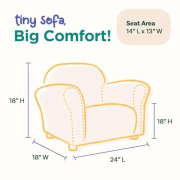 Keet, Roundy Child Size Chair, Microsuede, Comfortable and Durable Kids Chair, Toddler Couch Easy to...