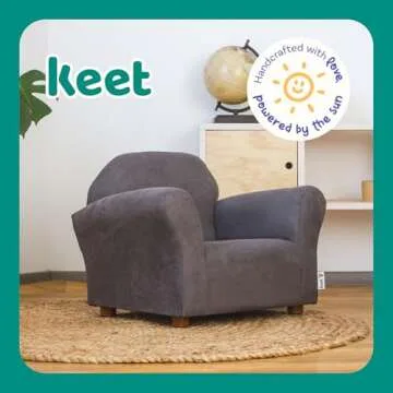 Keet, Roundy Child Size Chair, Microsuede, Comfortable and Durable Kids Chair, Toddler Couch Easy to Coordinate, Toddler Sofa Couch for Girls and Boys, Kids Couch Chair, Ages 2-5 Years, Charcoal