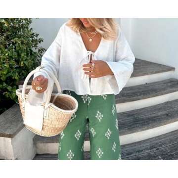 Stylish Tie Front Top Coquette Bow Linen Shirt for Summer