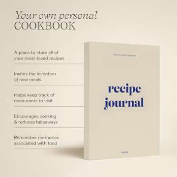 Papier Hardback Recipe Journal - Cream, 8.46" L x 6.02" W | Hardcover Food Recipe, Cooking & Dining Journal | Diary Preserves Family Traditions, Space for Meal Ratings, Cooking Hints & Tips