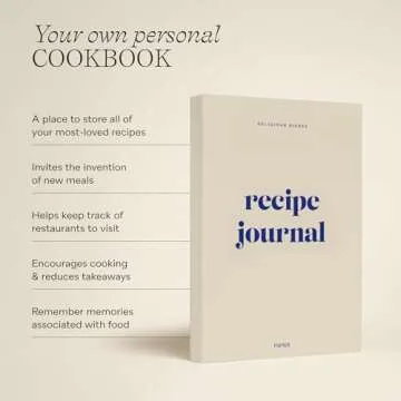 Papier Hardback Recipe Journal - Cream, 8.46" L x 6.02" W | Hardcover Food Recipe, Cooking & Dining Journal | Diary Preserves Family Traditions, Space for Meal Ratings, Cooking Hints & Tips
