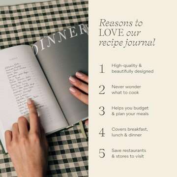 Papier Hardback Recipe Journal - Cream, 8.46" L x 6.02" W | Hardcover Food Recipe, Cooking & Dining Journal | Diary Preserves Family Traditions, Space for Meal Ratings, Cooking Hints & Tips