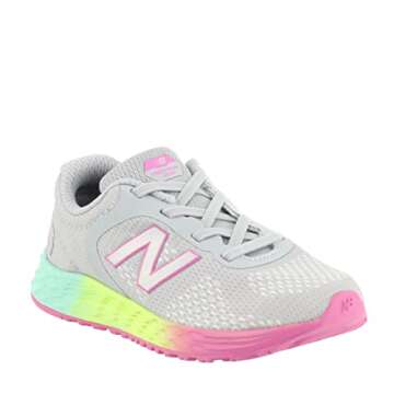 New Balance Kid's Fresh Foam Arishi V2 Bungee Running Shoe, Light Aluminum/Rainbow, 12 Wide Little Kid