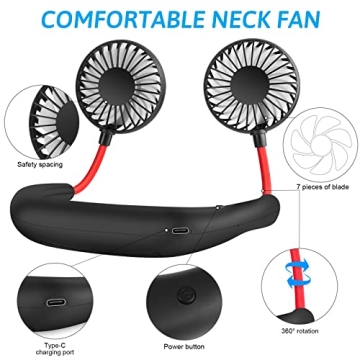 SZ-JIAHAIYU Portable Neck Fan Hands-Free Cooling USB Rechargeable