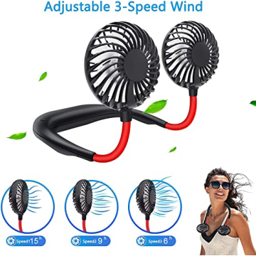 SZ-JIAHAIYU Portable Neck Fan Hands-Free Cooling USB Rechargeable