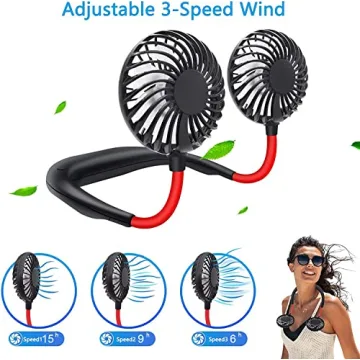 SZ-JIAHAIYU Portable Neck Fan Hands-Free Cooling USB Rechargeable