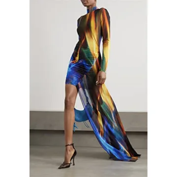 Fashionable Women's Colorful See-Through Long Dress