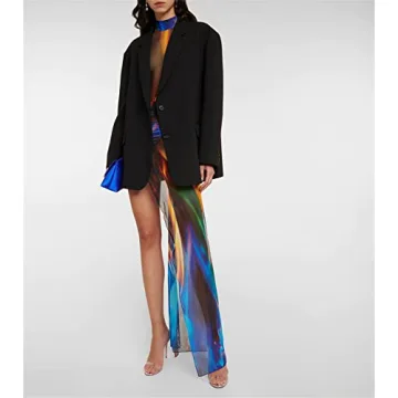 Fashionable Women's Colorful See-Through Long Dress
