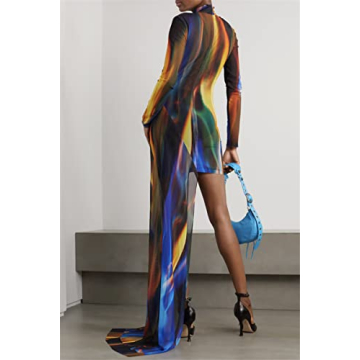Fashionable Women's Colorful See-Through Long Dress