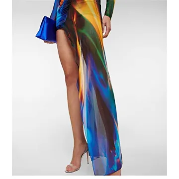 Fashionable Women's Colorful See-Through Long Dress