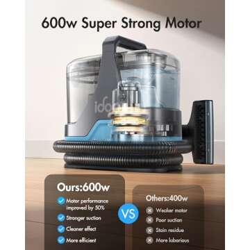 iDOO Carpet Cleaner Machine, Upholstery Cleaner 600W Deep Cleaning, 17Kpa Powerful Suction Spot Carp...