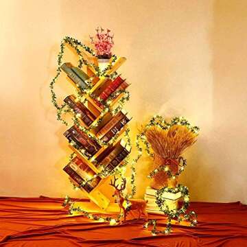 Kitstar 20LEDs Tiny Leaf Garland - Warm White Vine String Light with Timer Function