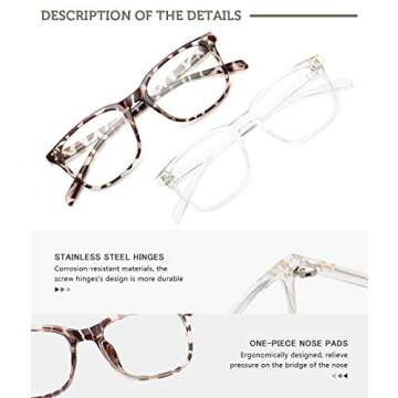 livho Blue Light Blocking Glasses Computer Gaming Square Nerd Eyeglasses