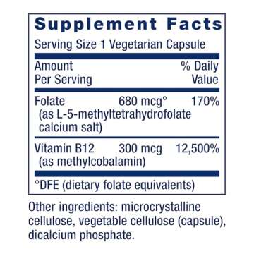 Life Extension BioActive Folate & Vitamin B12, Promotes Heart, Brain & GI Tract Health, Non-GMO, Glu...
