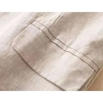 Linen Blazer Women Linen Jackets 3/4 Sleeve Spring Summer Blazers Lightweight Blazer Business Casual Blazers Jackets (Beige Blazer, M)