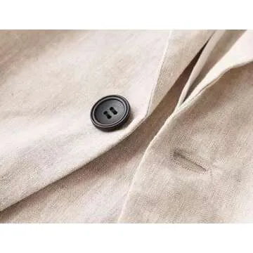 Linen Blazer Women Linen Jackets 3/4 Sleeve Spring Summer Blazers Lightweight Blazer Business Casual Blazers Jackets (Beige Blazer, M)