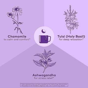 ORGANIC INDIA Tulsi Sleep Herbal Tea - Holy Basil, Ashwagandha, Chamomile, Night Time Tea for Bedtime, Stress Relieving & Relaxing, Immune Support, USDA Certified Organic - 18 Infusion Bags, 3 Pack