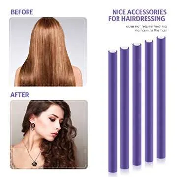 Syhood 30 Pcs Flexible Curling Rods 9.45 Twist Foam Rollers Soft Foam No Heat Hair Rods Rollers and 1 Steel Pintail Comb Rat Tail Comb for Women Long Short Hair(Purple,9.45 x 0.55 Inch)