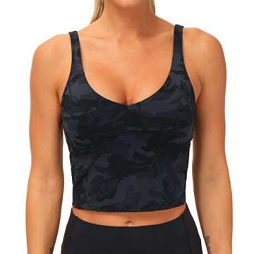 Camo Longline Sports Bra for Active Women