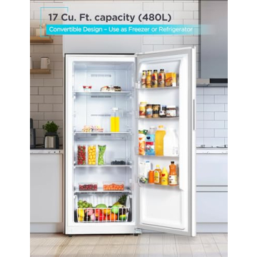 BLACK+DECKER 17 Cu. Ft. Convertible Freezer Refrigerator, Upright Freezer with Glass Shelves, ENERGY...