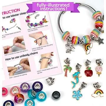 Gionlion Charm Bracelet Making Kit, Jewelry Making Kit Trendy Stuff for Kids Ages 6-12, Unicorn Toy Cute Stuff for Teen Girls Gifts Birthday Gift, Crafts for Girls 6 7 8 9 10 11 12 Year Old