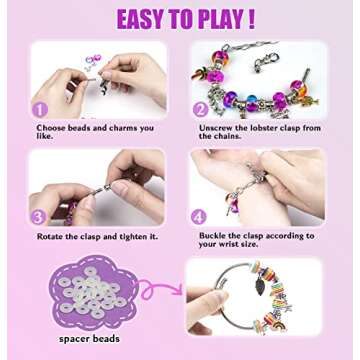 Gionlion Charm Bracelet Making Kit, Jewelry Making Kit Trendy Stuff for Kids Ages 6-12, Unicorn Toy Cute Stuff for Teen Girls Gifts Birthday Gift, Crafts for Girls 6 7 8 9 10 11 12 Year Old