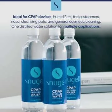 Snugell Distilled Water for CPAP Machines, Travel Size Bottles (12 -Pack, 16.9 oz Each) – Up to 30 Days Supply – Clean, Multi-Use, Travel-Friendly, Made in USA