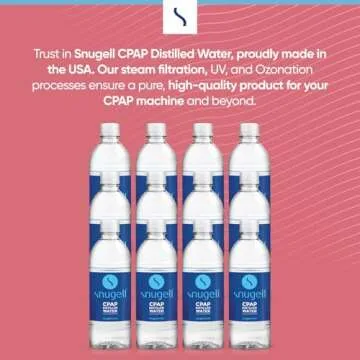 Snugell Distilled Water for CPAP Machines, Travel Size Bottles (12 -Pack, 16.9 oz Each) – Up to 30 Days Supply – Clean, Multi-Use, Travel-Friendly, Made in USA