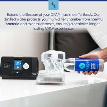 Snugell Distilled Water for CPAP Machines, Travel Size Bottles (12 -Pack, 16.9 oz Each) – Up to 30 Days Supply – Clean, Multi-Use, Travel-Friendly, Made in USA