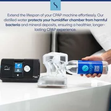 Snugell Distilled Water for CPAP Machines, Travel Size Bottles (12 -Pack, 16.9 oz Each) – Up to 30 Days Supply – Clean, Multi-Use, Travel-Friendly, Made in USA