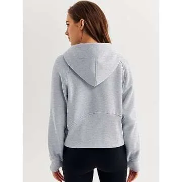 WYNNQUE Womens Hoodies Oversized Sweatshirts Half Quarter Zip Pullover Cropped Long Sleeve Fall Outfits Fashion Clothes Grey XL
